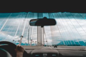 driving across bridge