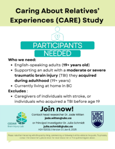 flyer recruiting caregivers for research project. 